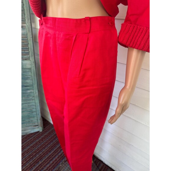 80s Red Pants Outfit Nautical Sweater Vintage M Double Button - Picture 5 of 10